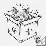 Tattoo sketch, kitty in a quantum box, a whim… – tattoo sketch (№1752393392_0, 13.07.2025 07:56) — tattoovalue.net