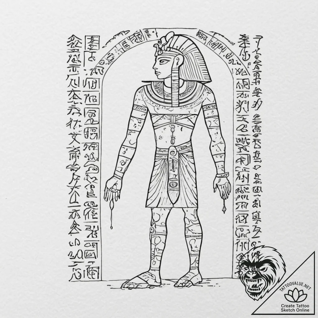 Tattoo sketch, hieroglyphic hacker, an ancien... - tattoo sketch (№1752394084_0, 13.07.2025 08:08) — tattoovalue.net