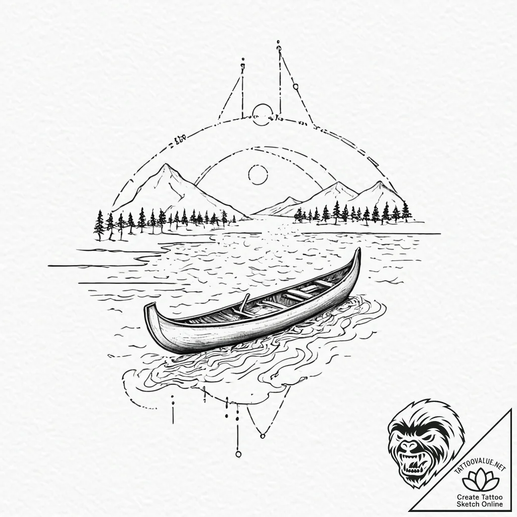Tattoo sketch, navigating the digital river,... - tattoo sketch (№1752394343_0, 13.07.2025 08:12) — tattoovalue.net