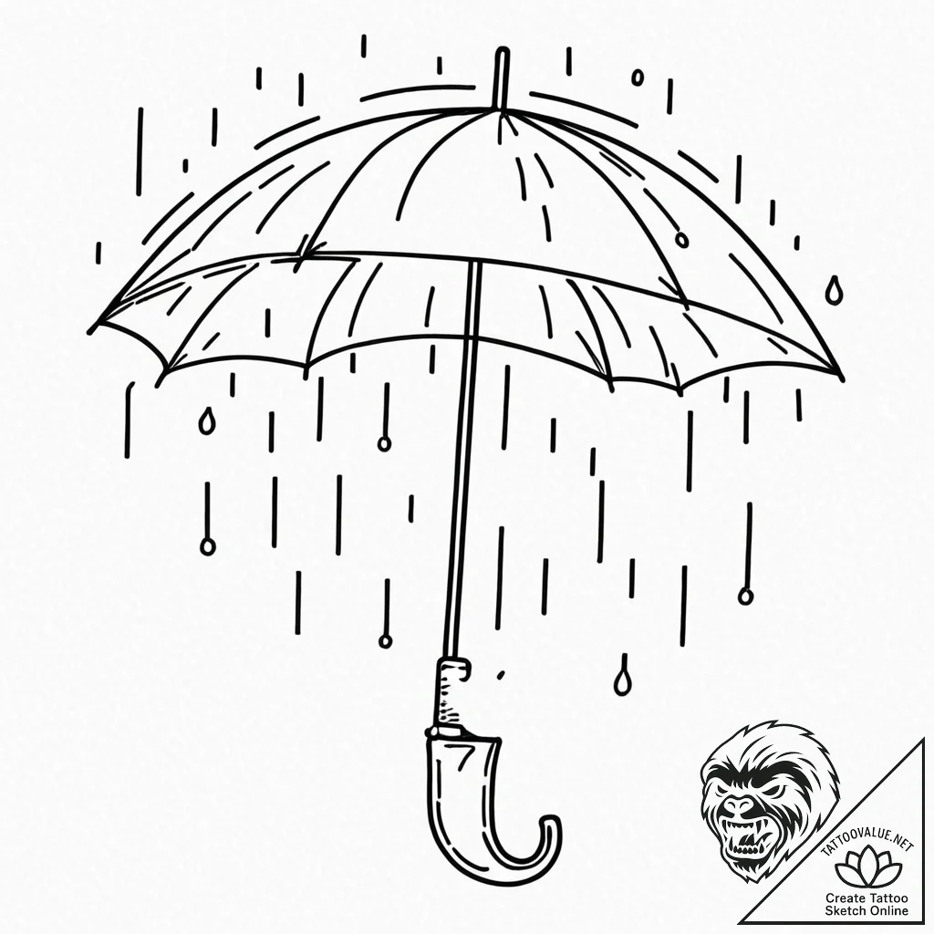 Tattoo sketch, umbrella of digital rain, an o... - tattoo sketch (№1752394777_0, 13.07.2025 08:19) — tattoovalue.net