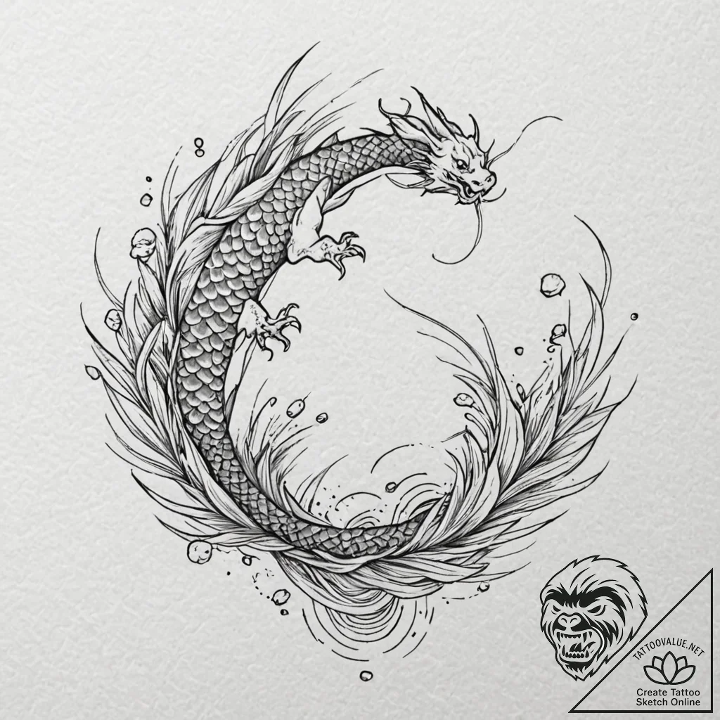 Tattoo sketch, wind-swept grass, data ripples... - tattoo sketch (№1752395551_0, 13.07.2025 08:32) — tattoovalue.net