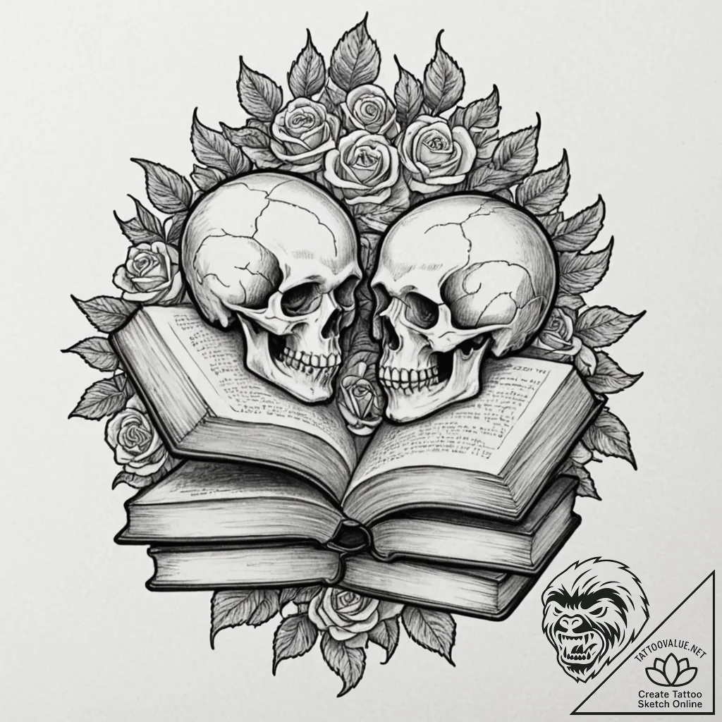Tattoo sketch, battle-worn bookshelf, with an... - tattoo sketch (№1752395808_0, 13.07.2025 08:36) — tattoovalue.net