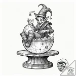Tattoo sketch, jester’s crystal ball, a jeste… – tattoo sketch (№1752395894_0, 13.07.2025 08:38) — tattoovalue.net