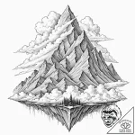 Tattoo sketch, mountain peak, cloud data cent… – tattoo sketch (№1752396581_0, 13.07.2025 08:49) — tattoovalue.net