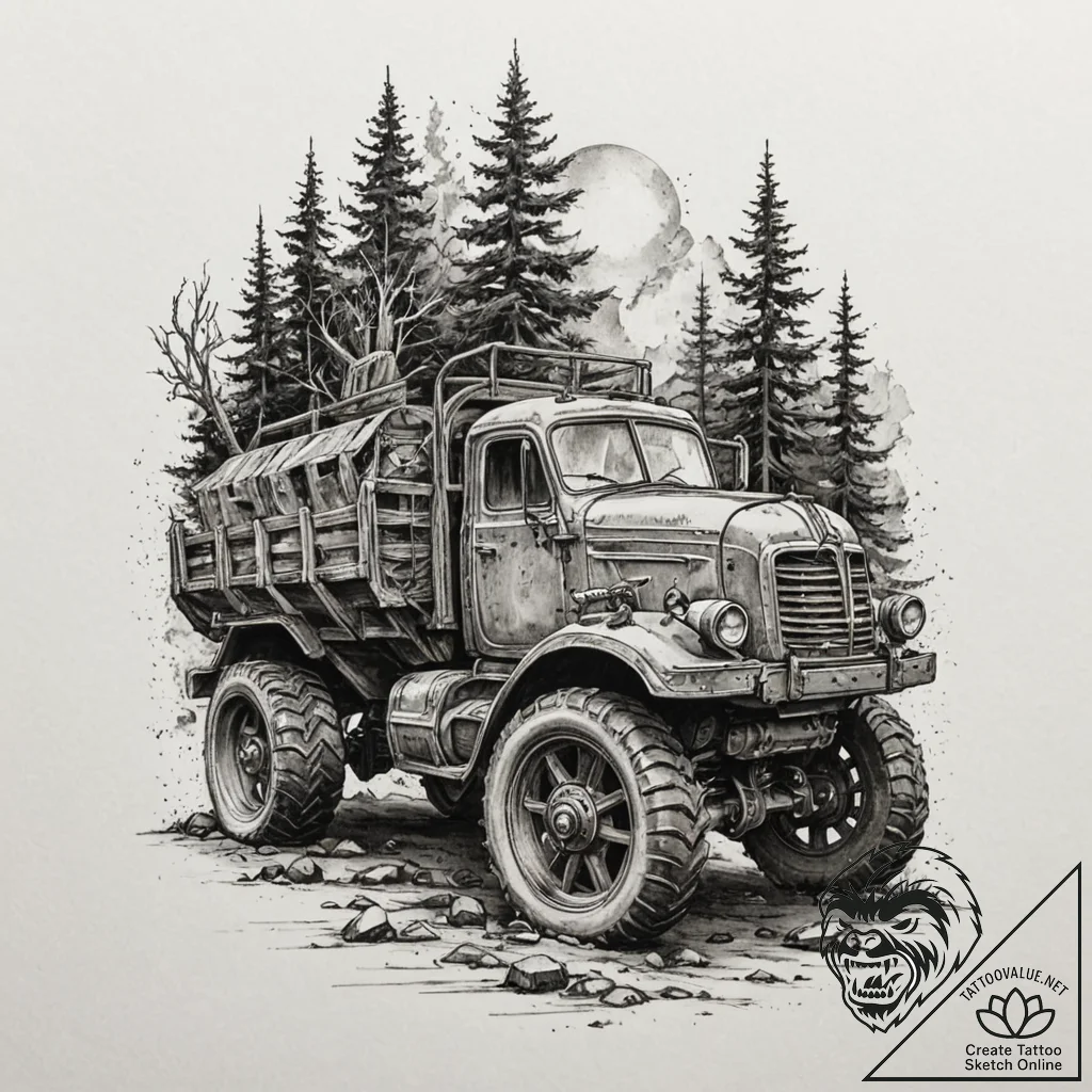 Tattoo sketch, juggernaut of time, a massive,... - tattoo sketch (№1752396665_0, 13.07.2025 08:51) — tattoovalue.net