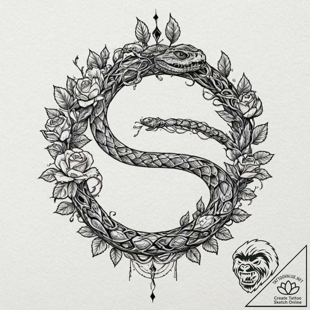 Tattoo sketch, serpent of self-replication, a... - tattoo sketch (№1752396752_0, 13.07.2025 08:52) — tattoovalue.net