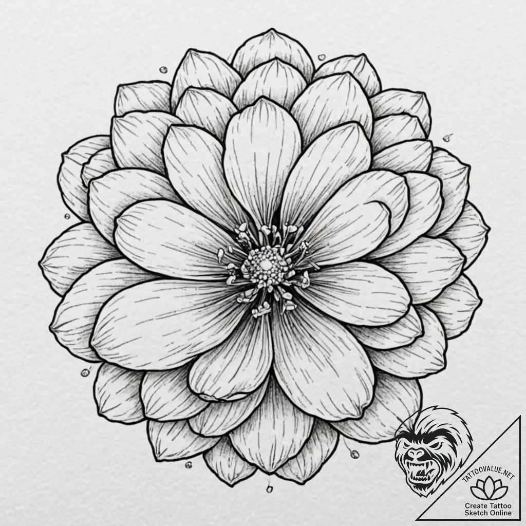 Tattoo sketch, zero-point flower bloom, a del... - tattoo sketch (№1752397352_0, 13.07.2025 09:02) — tattoovalue.net