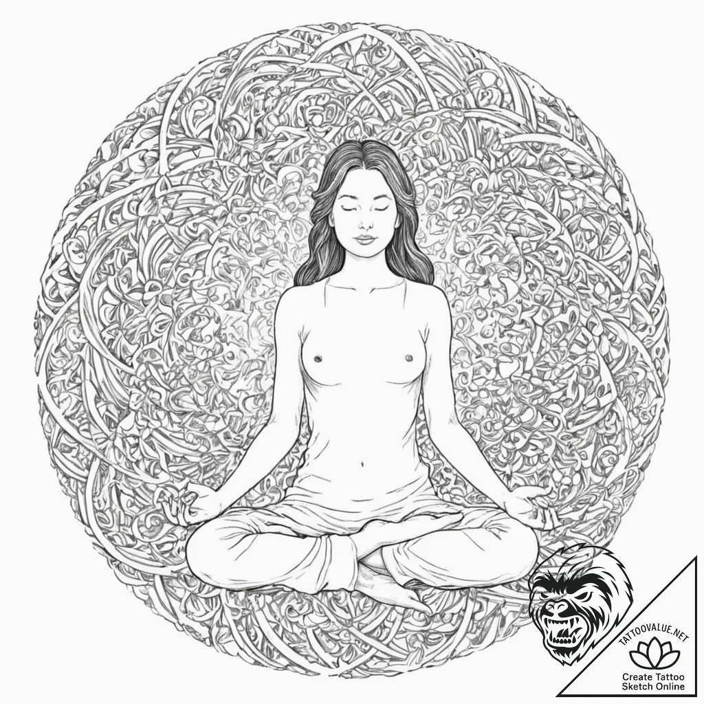 Tattoo sketch, serenity in static, a peaceful... - tattoo sketch (№1752397439_0, 13.07.2025 09:03) — tattoovalue.net