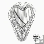 Tattoo sketch, zither, echoes of algorithms,… – tattoo sketch (№1752397525_0, 13.07.2025 09:05) — tattoovalue.net