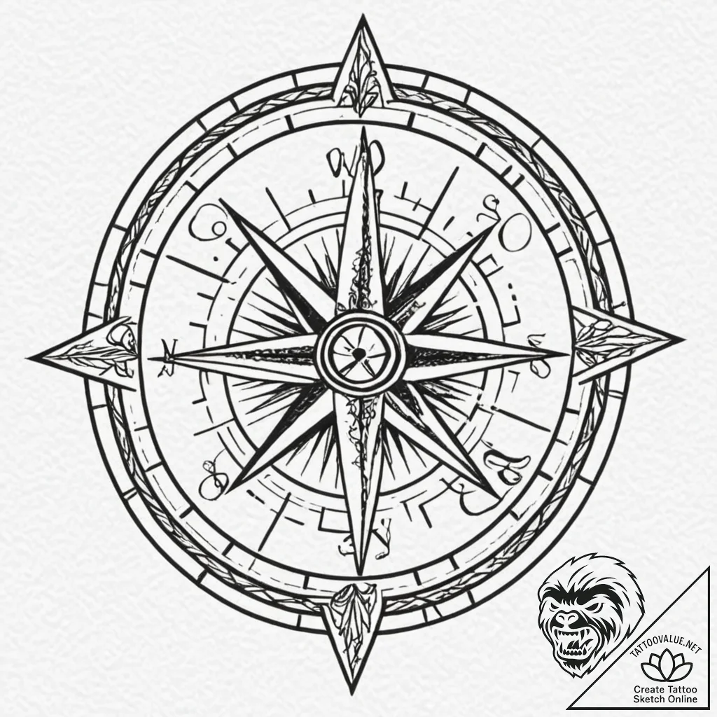 Tattoo sketch, zircon compass, guiding light,... - tattoo sketch (№1752397875_0, 13.07.2025 09:11) — tattoovalue.net