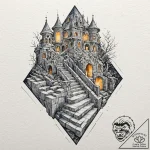 Tattoo sketch, optical illusion maze, geometr… – tattoo sketch (№1752397962_0, 13.07.2025 09:12) — tattoovalue.net