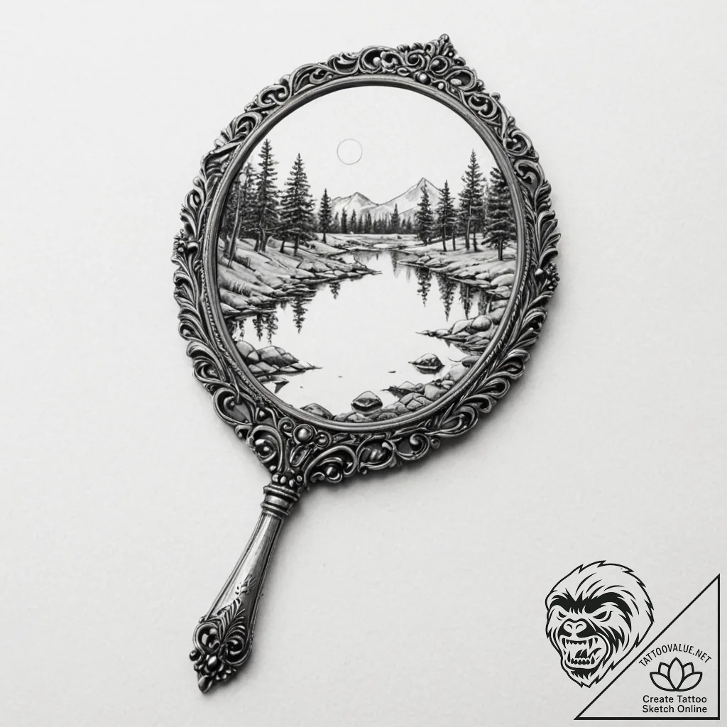 Tattoo sketch, mirror of alternate lives, an... - tattoo sketch (№1752398305_0, 13.07.2025 09:18) — tattoovalue.net