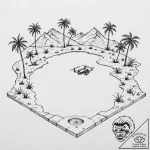 Tattoo sketch, deserted drone oasis, a desola… – tattoo sketch (№1752398393_0, 13.07.2025 09:19) — tattoovalue.net