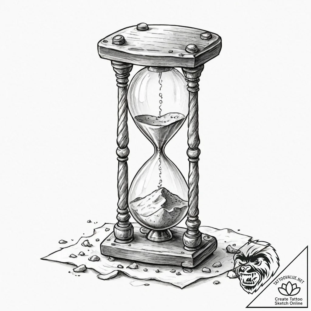 Tattoo sketch, an hourglass where sand is rep... - tattoo sketch (№1752398650_0, 13.07.2025 09:24) — tattoovalue.net