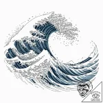 Tattoo sketch, pixelated ocean wave, a powerf… – tattoo sketch (№1752398824_0, 13.07.2025 09:27) — tattoovalue.net