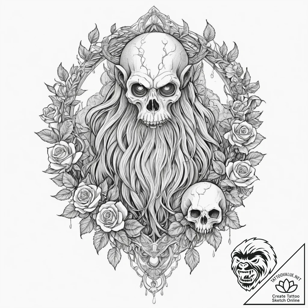 Tattoo sketch, yeti's yarn of lore (digital),... - tattoo sketch (№1752398910_0, 13.07.2025 09:28) — tattoovalue.net