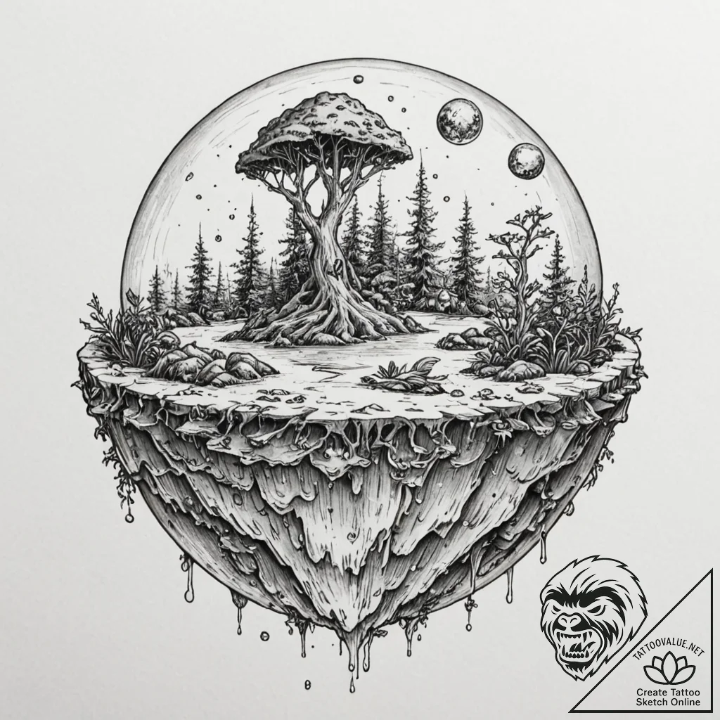 Tattoo sketch, glass orb of worlds, a perfect... - tattoo sketch (№1752399677_0, 13.07.2025 09:41) — tattoovalue.net