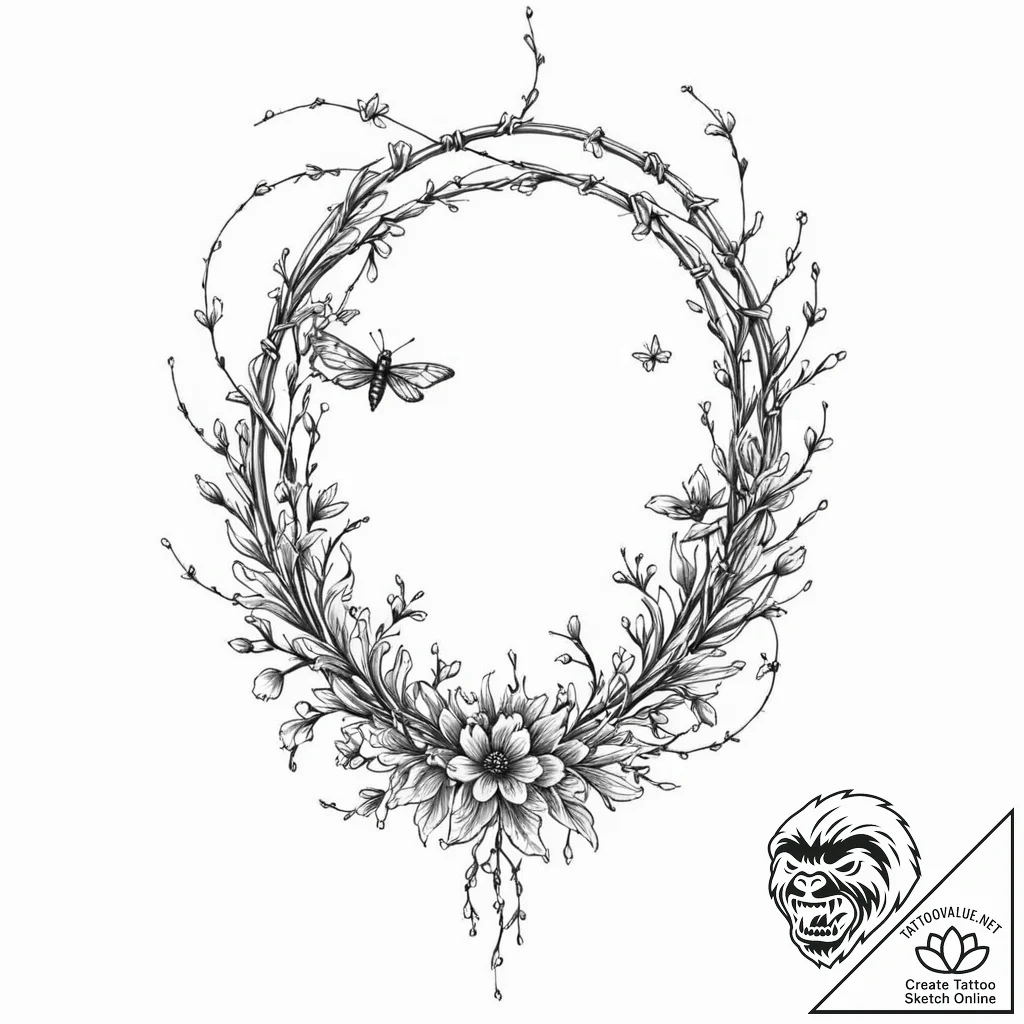 Tattoo sketch, barbed wire fence intricately... - tattoo sketch (№1752400278_0, 13.07.2025 09:51) — tattoovalue.net