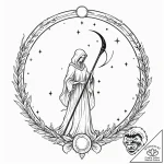 Tattoo sketch, scythe of cosmic harvest, a st… – tattoo sketch (№1752400705_0, 13.07.2025 09:58) — tattoovalue.net