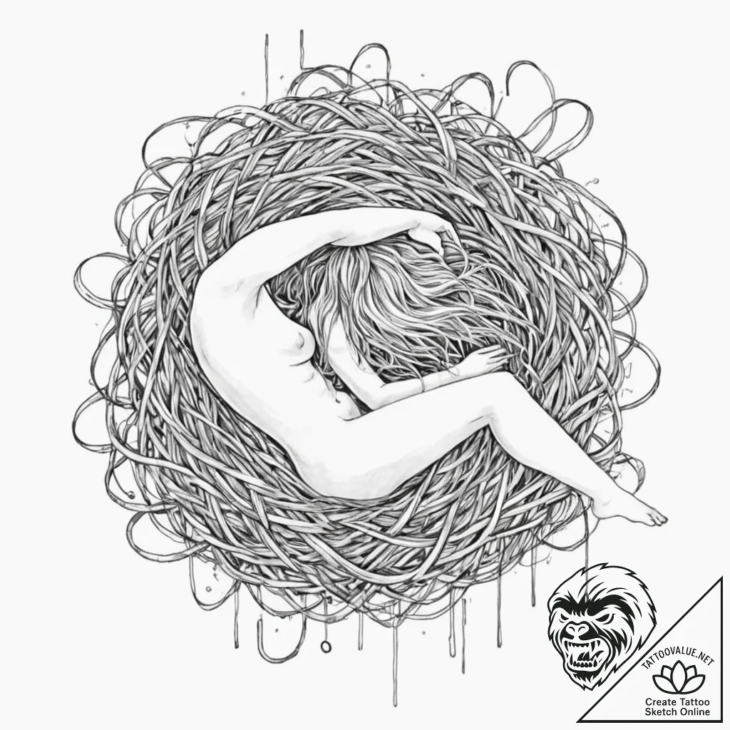 Tattoo sketch, oneiroi dream weave, a sleepin... - tattoo sketch (№1752401141_0, 13.07.2025 10:05) — tattoovalue.net