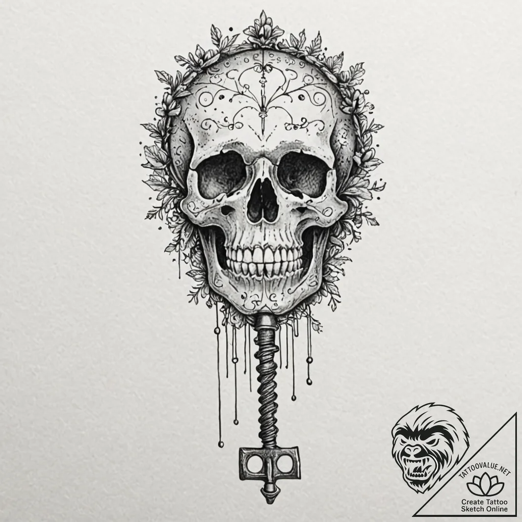 Tattoo sketch, forgotten firmware key, an orn... - tattoo sketch (№1752401926_0, 13.07.2025 10:18) — tattoovalue.net