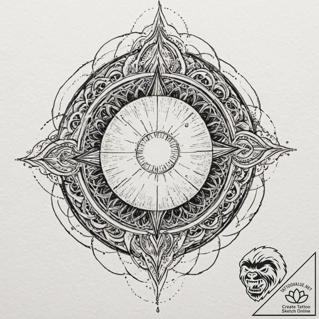 Tattoo sketch, radiant orb of protection, a s... - tattoo sketch (№1752402012_0, 13.07.2025 10:20) — tattoovalue.net