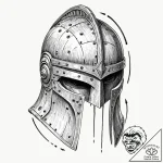 Tattoo sketch, warrior’s helmet, digital scar… – tattoo sketch (№1752402097_0, 13.07.2025 10:21) — tattoovalue.net