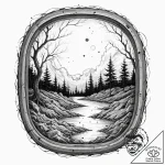Tattoo sketch, window to a warped reality, a… – tattoo sketch (№1752402183_0, 13.07.2025 10:23) — tattoovalue.net