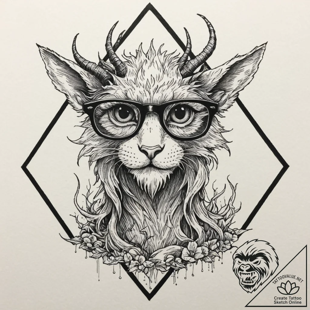 Tattoo sketch, augmented reality glasses refl... - tattoo sketch (№1752402437_0, 13.07.2025 10:27) — tattoovalue.net