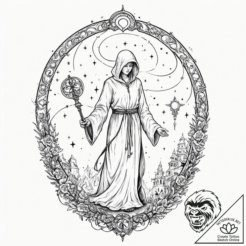 Tattoo sketch, gatekeeper of dreams, a myster... - tattoo sketch (№1752402522_0, 13.07.2025 10:28) — tattoovalue.net
