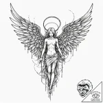 Tattoo sketch, apocalyptic angel with broken… – tattoo sketch (№1752402866_0, 13.07.2025 10:34) — tattoovalue.net