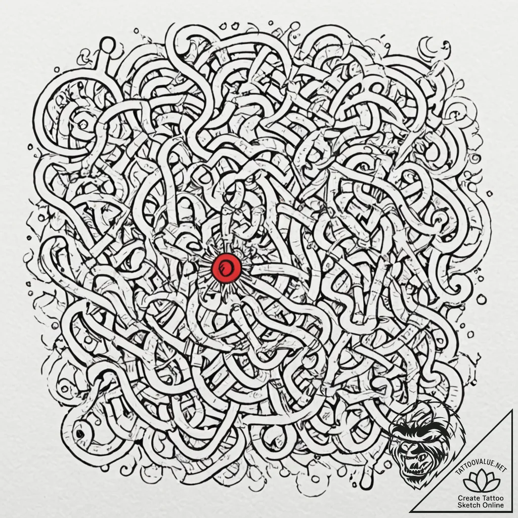 Tattoo sketch, questioning mind maze, a compl... - tattoo sketch (№1752403124_0, 13.07.2025 10:38) — tattoovalue.net