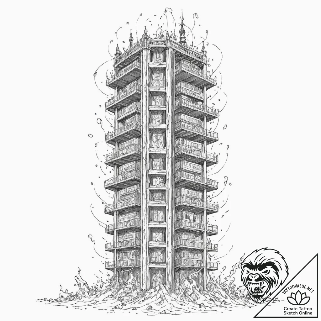 Tattoo sketch, ivory tower of ignorance (digi... - tattoo sketch (№1752403381_0, 13.07.2025 10:43) — tattoovalue.net