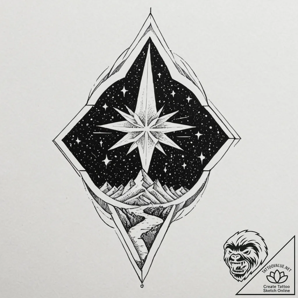Tattoo sketch, zenith star ziggurat, a toweri... - tattoo sketch (№1752403721_0, 13.07.2025 10:48) — tattoovalue.net