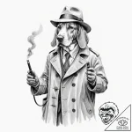 Tattoo sketch, basset hound wearing a detecti… – tattoo sketch (№1752404151_0, 13.07.2025 10:55) — tattoovalue.net