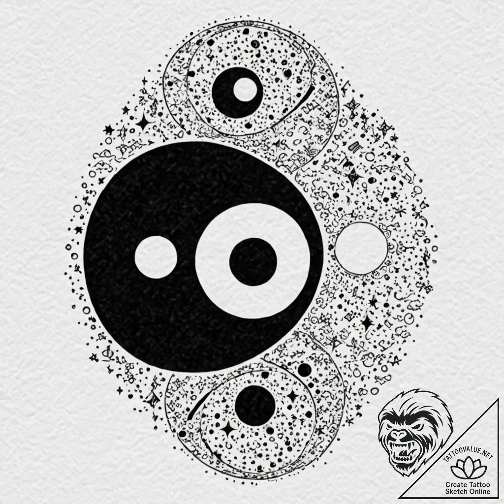 Tattoo sketch, yin-yang of day and night (dig... - tattoo sketch (№1752404323_0, 13.07.2025 10:58) — tattoovalue.net
