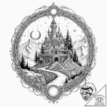 Tattoo sketch, outpost on the edge of reality… – tattoo sketch (№1752404582_0, 13.07.2025 11:03) — tattoovalue.net