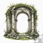 Tattoo sketch, resilient ruin, blooming data,… – tattoo sketch (№1752404751_0, 13.07.2025 11:05) — tattoovalue.net