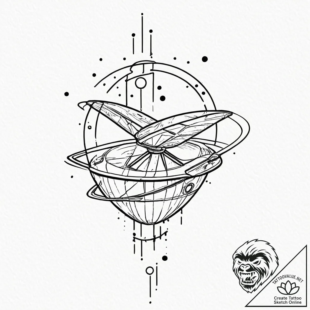 Tattoo sketch, rogue satellite, alien signal,... - tattoo sketch (№1752405041_0, 13.07.2025 11:10) — tattoovalue.net