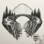 Tattoo sketch, bridge spanning a chasm, half… – tattoo sketch (№1752405205_0, 13.07.2025 11:13) — tattoovalue.net