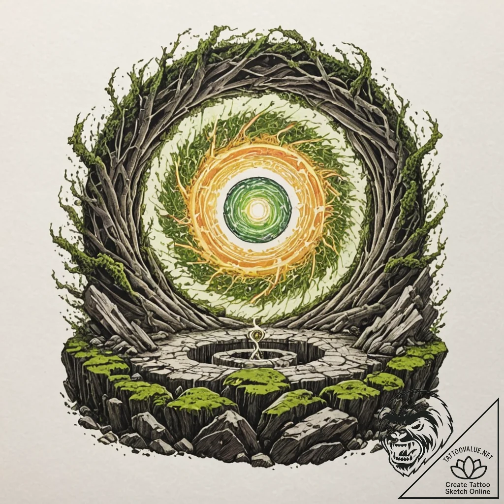 Tattoo sketch, vortex of ancient energy (revi... - tattoo sketch (№1752405856_0, 13.07.2025 11:24) — tattoovalue.net