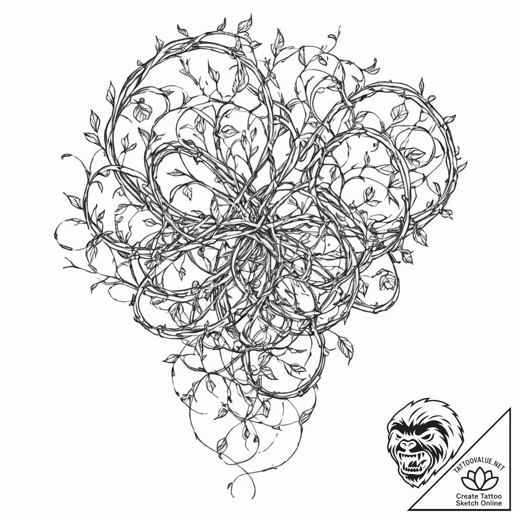 Tattoo sketch, vine of vitality, data sap, a... - tattoo sketch (№1752405937_0, 13.07.2025 11:25) — tattoovalue.net