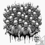 Tattoo sketch, zombie horde, digital glitch e… – tattoo sketch (№1752406578_0, 13.07.2025 11:36) — tattoovalue.net