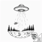 Tattoo sketch, alien abduction scene, whimsic… – tattoo sketch (№1752407341_0, 13.07.2025 11:49) — tattoovalue.net