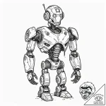 Tattoo sketch, wounded robot, healing energy,… – tattoo sketch (№1752407424_0, 13.07.2025 11:50) — tattoovalue.net