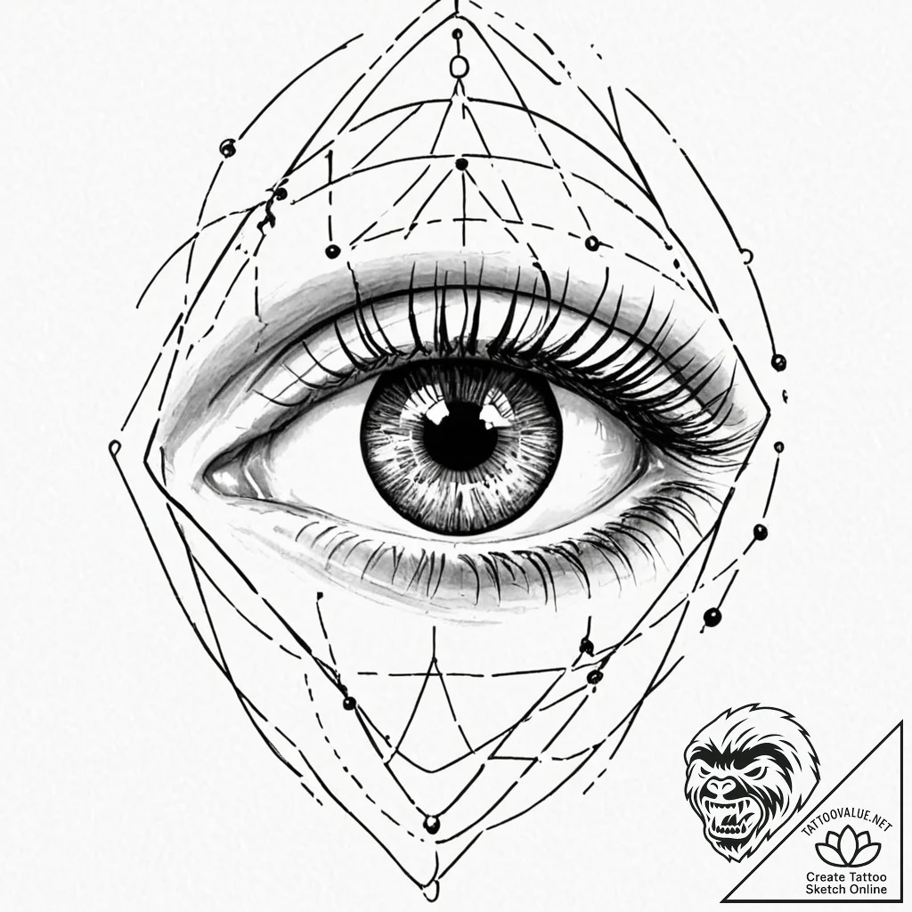 Tattoo sketch, interrogator's gaze, data read... - tattoo sketch (№1752407681_0, 13.07.2025 11:54) — tattoovalue.net
