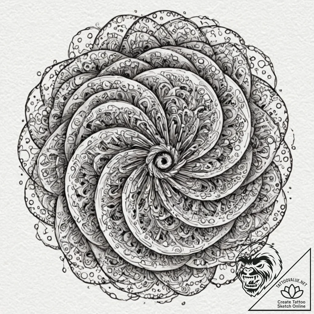 Tattoo sketch, hypnotic hexadecimal vortex, a... - tattoo sketch (№1752407852_0, 13.07.2025 11:57) — tattoovalue.net