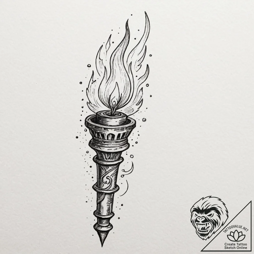Tattoo sketch, torch of truth, luminous flame... - tattoo sketch (№1752408711_0, 13.07.2025 12:11) — tattoovalue.net
