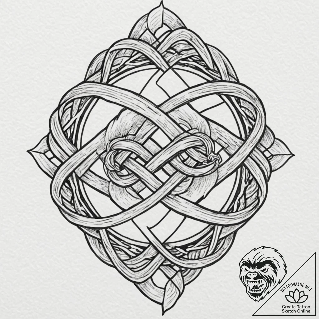 Tattoo sketch, knot of intertwined destinies,... - tattoo sketch (№1752408883_0, 13.07.2025 12:14) — tattoovalue.net