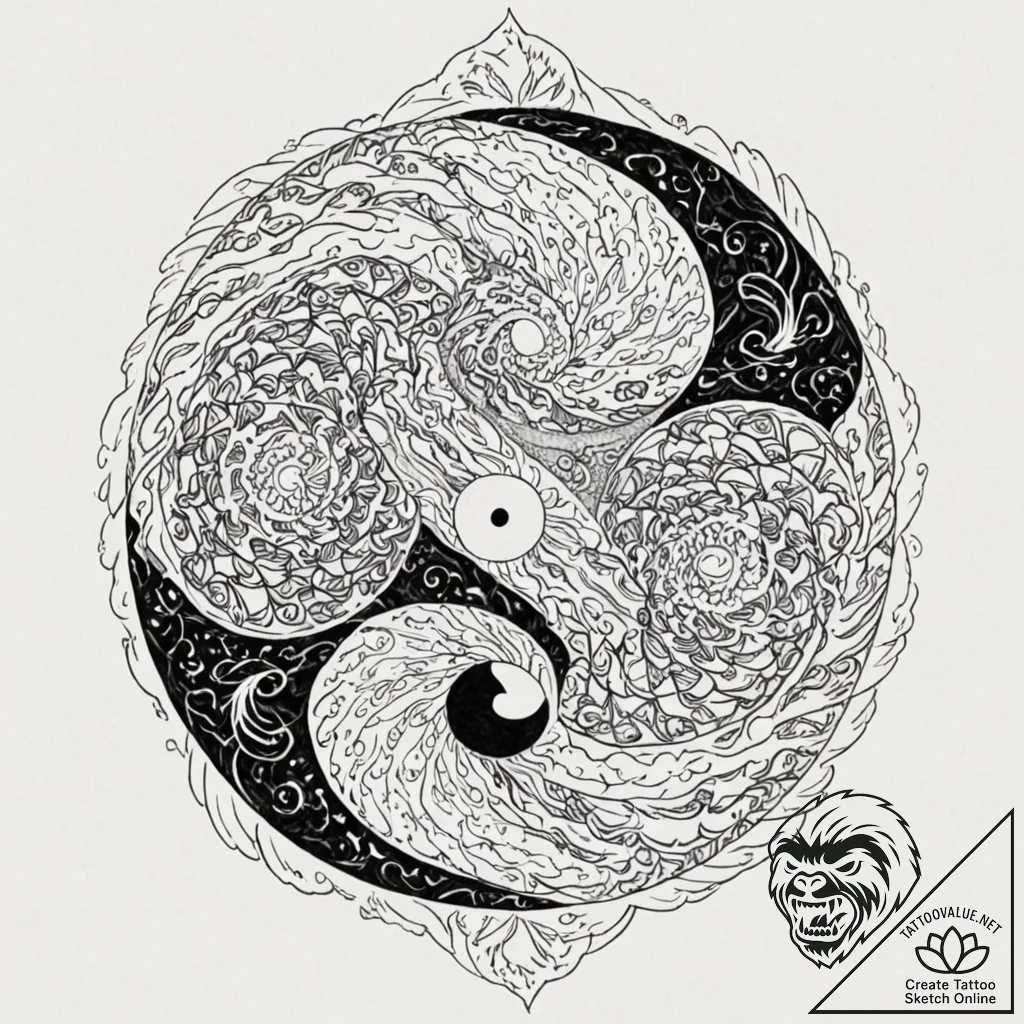 Tattoo sketch, elemental equilibrium, a perfe... - tattoo sketch (№1752409223_0, 13.07.2025 12:20) — tattoovalue.net